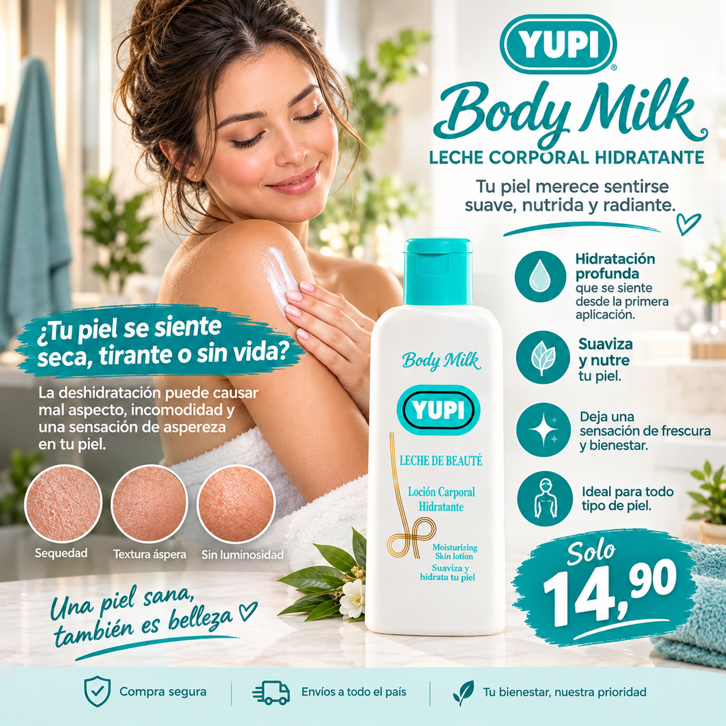 Loción Corporal Hidratante YUPI 500 ml – Piel Suave Sin Grasa